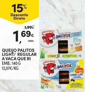 Queijo Palitos Regular/Light A Vaca Que Ri 140g