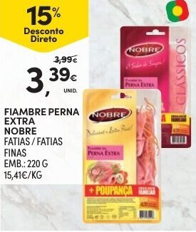 Continente Fiambre Perna Extra Nobre 220g promoção
