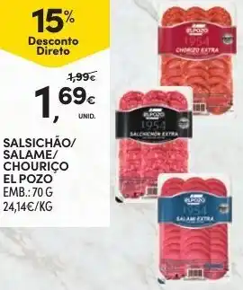 Continente Salsichão/Salame Chouriço El Pozo 70g promoção