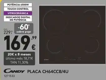 Radio Popular CANDY PLACA CH64CCB/4U promoção