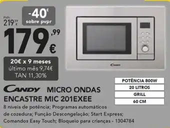 CANDY MICRO ONDAS ENCASTRE MIC 201EXEE
