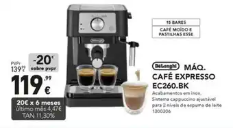 Radio Popular DeLonghi MÁQ. CAFÉ EXPRESSO EC260.BK promoção