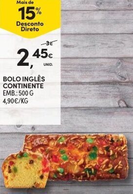 Continente Bolo Inglês Continente 500g promoção