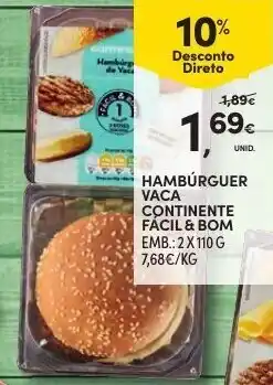 Continente Hambúrguer Vaca Continente Fácil & Bom 2x110g promoção
