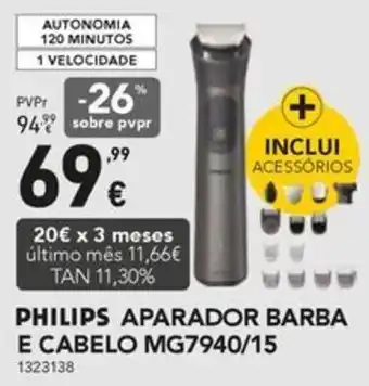 Radio Popular PHILIPS APARADOR BARBA E CABELO MG7940/15 promoção