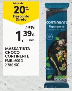 Continente Massa Tinta Choco Continente 500g promoção