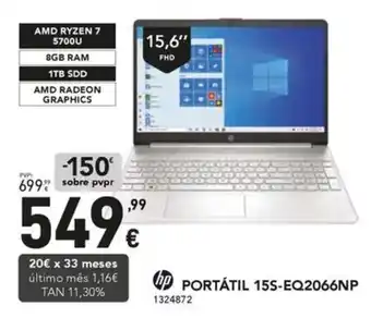 Radio Popular HP PORTÁTIL 15S-EQ2066NP promoção