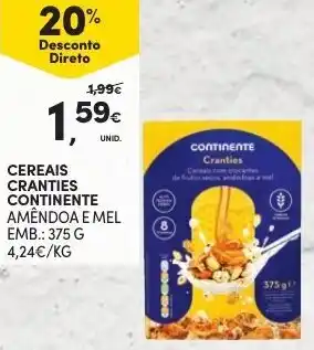 Continente Cereais Crantes Continente 375g promoção