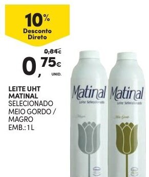 Continente Leite UHT Matinal 1L promoção