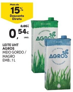 Leite UHT Agros 1L