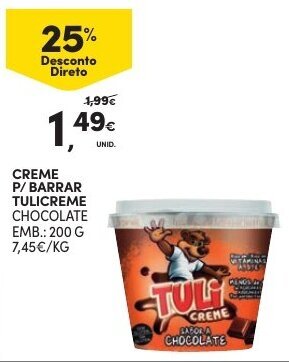 Continente Creme P/Barrar Tulicreme 200g promoção