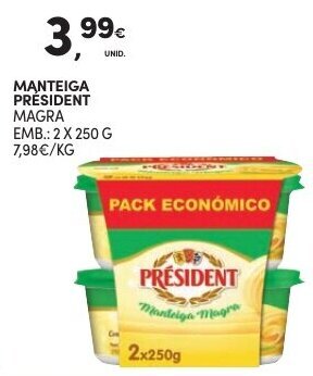 Continente Manteiga Président 2x250g promoção