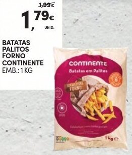Batatas Palitos Forno Continente 1kg
