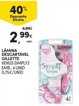 Continente Lâmina Descartável Gillette 4 Unid promoção