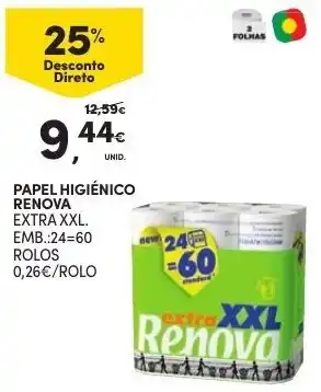 Continente Papel Higiénico Renova 60rolos promoção