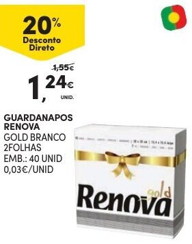 Continente Guardanapos Renova 40 unid promoção