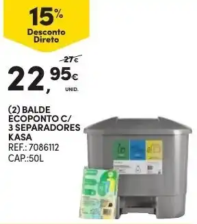 Balde Ecoponto C/3 Separadores Kasa 50L