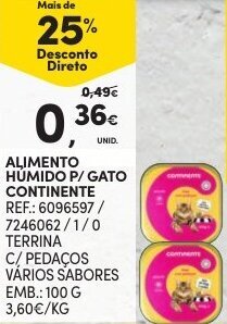 Continente Alimento Húmido P/Gato Continente 100g promoção