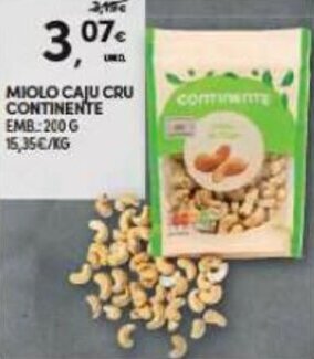 Continente Miolo Caju Cru Continente 200g promoção