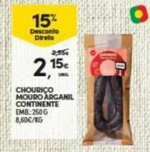 Continente Chouriço Mouro Arganil Continente 250g promoção