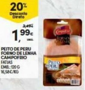 Continente Peito de Peru Forno de Lenha Campofrio 120g promoção
