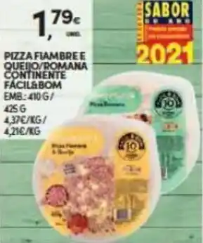 Continente Pizza Fiambre Queijo/Romana Continente Fácil & Bom 410g promoção