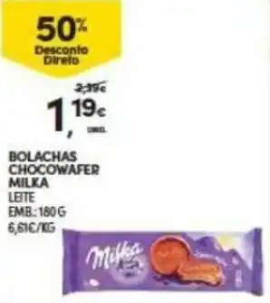 Continente Bolachas Chocowafer Milka 180g promoção