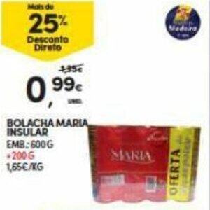 Continente Bolacha Maria Insular 600g promoção