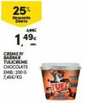 Continente Creme P/Barrar Tulicreme 200g promoção
