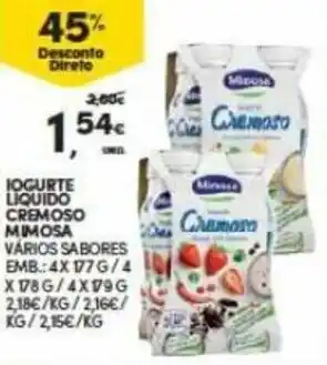 Continente Iogurte Líquido Cremoso Mimosa promoção