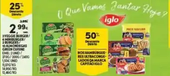 Continente Veggies Burger/Miniburguer/Burgers/Almôndegas Green Cuisine promoção