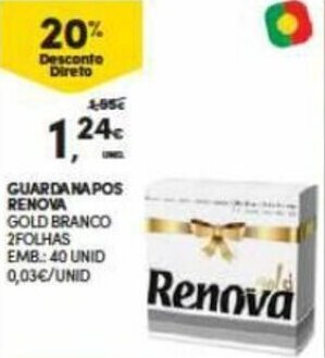 Continente Guardanapos Renova 40 unid promoção
