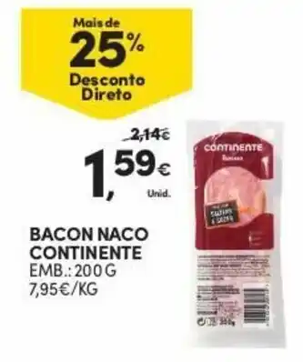 Continente Bacon Naco Continente 200g promoção