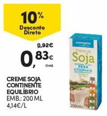 Creme Soja Continente Equilíbrio 200ml