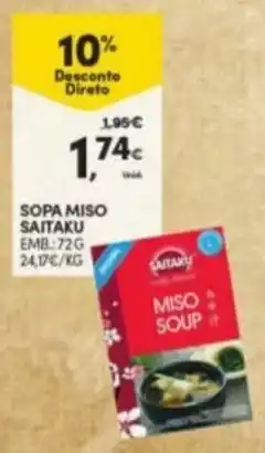 Continente Sopa Miso Saitaku 72g promoção