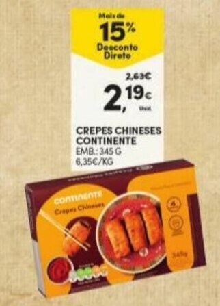 Crepes Chineses Continente 345g