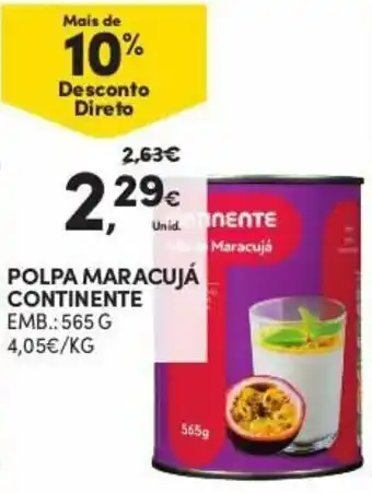 Continente Polpa Maracujá Continente 565g promoção