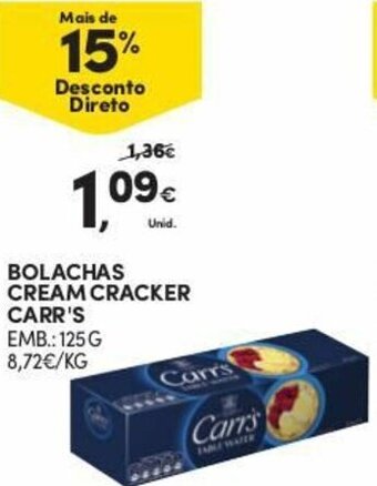 Continente Bolachas Cream Cracker Carr's 125g promoção