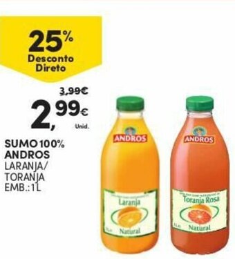 Continente Sumo 100% Andros 1L promoção
