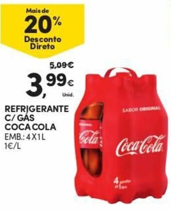 Continente Refrigerante C/Gás Cola-Cola 4x1L promoção