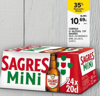Continente Cerveja C/ Álcool T/P Sagres 24x20cl promoção
