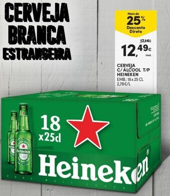 Continente Cerveja C/ Álcool T/P Heineken 18x25cl promoção