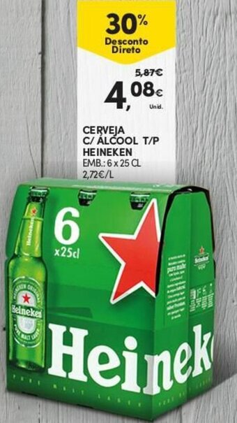 Continente Cerveja C/ Álcool T/P Heineken 6x25cl promoção