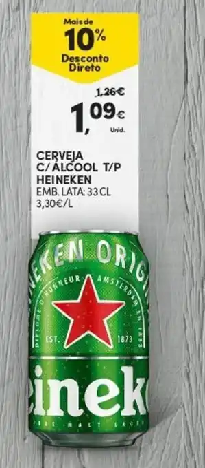Continente Cerveja C/ Álcool T/P Heineken 33cl promoção