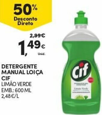 Continente Detergente Manual Loiça CIF 600ml promoção