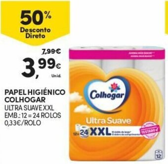 Continente Papel Higiénico Colhogar 12=24 Rolos promoção