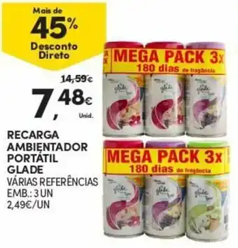 Continente Recarga Ambientador Portátil Glade 3 Un promoção