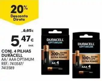 Conj. 4 Pilhas Duracell AA/AAA Optimum