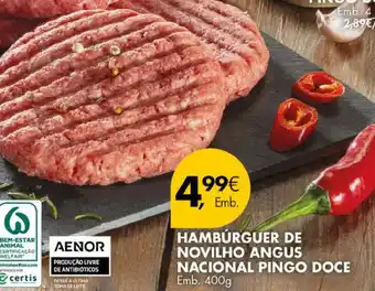 Pingo Doce HAMBÚRGUER DE NOVILHO ANGUS NACIONAL PINGO DOCE Emb. 400g promoção