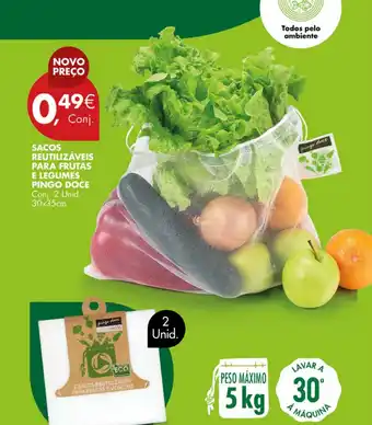 Pingo Doce SACOS REUTILIZÁVEIS PARA FRUTAS E LEGUMES PINGO DOCE Conj. 2 Unid. 30x35cm promoção